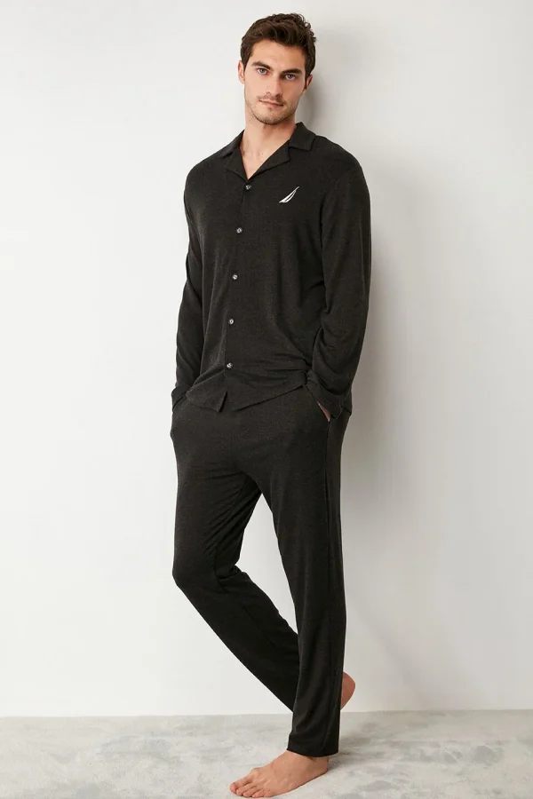 Erkek Önden Düğmeli Pijama Takımı