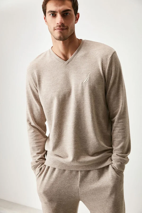 Erkek V Yakalı Pijama Takımı