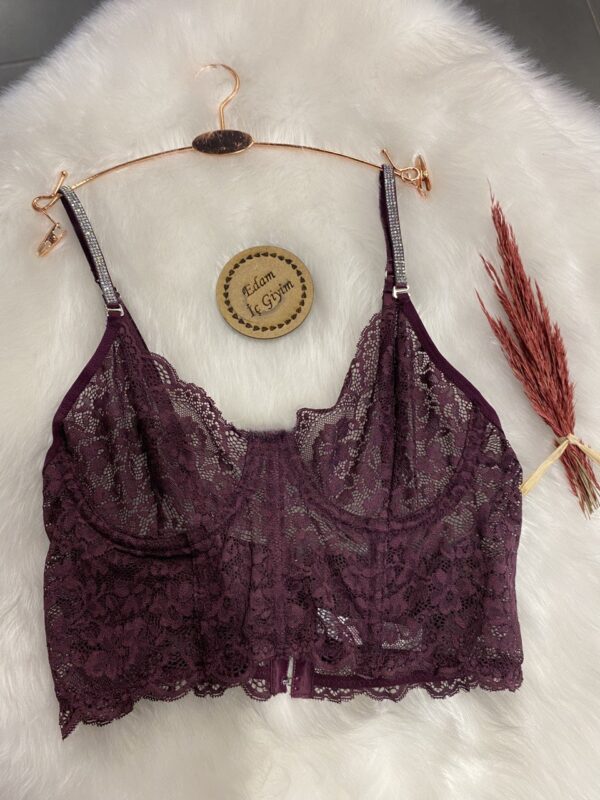Balenli Taş Askılı Dantel Bralet Büstiyer
