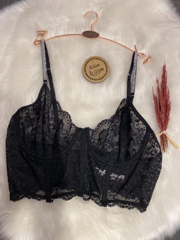 Balenli Taş Askılı Dantel Bralet Büstiyer