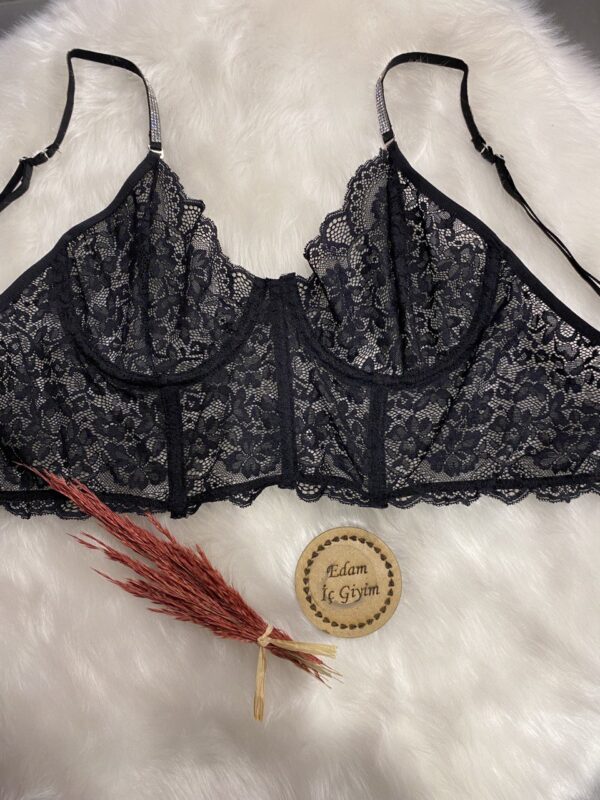 Balenli Taş Askılı Dantel Bralet Büstiyer
