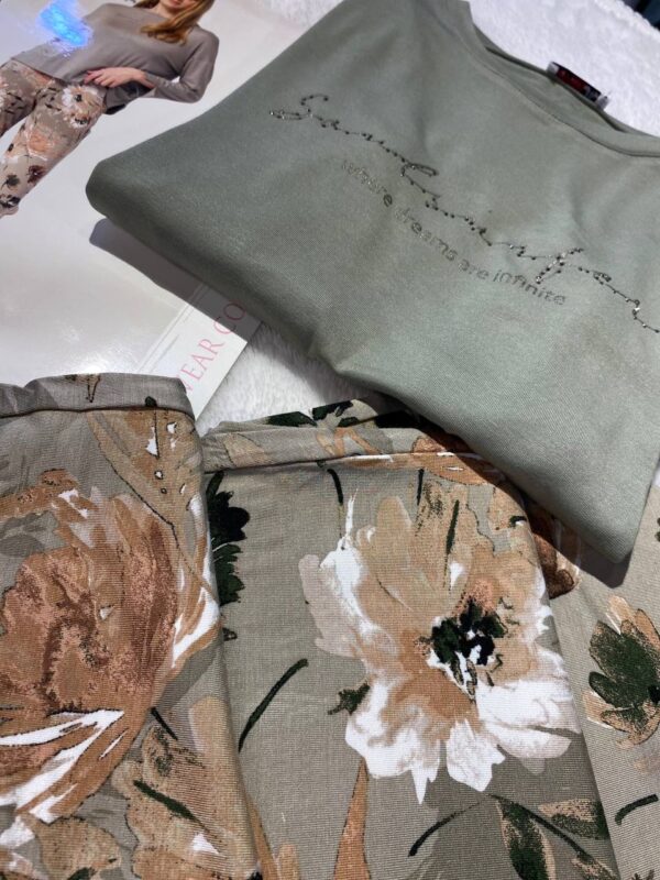 Bisiklet Yaka Uzun Kol Viskon Kumaşlı Pijama Takım 9849