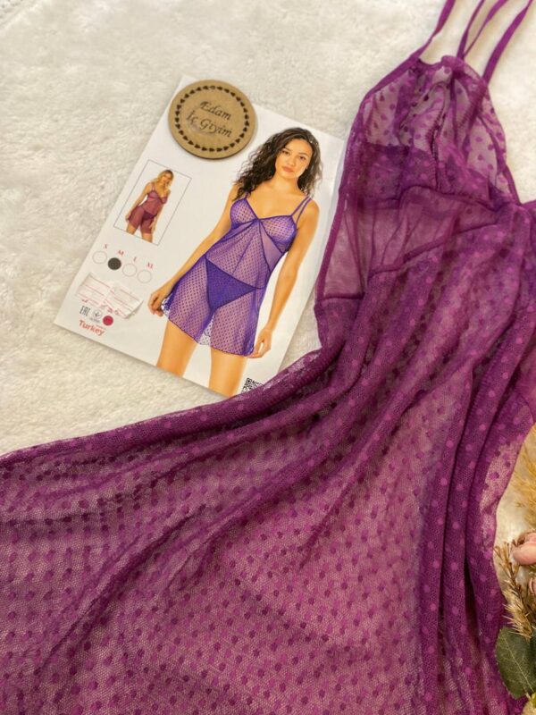 Dantel Kumaşlı Mor Renk Gecelik