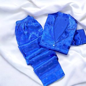 Gömlek Yaka Düğmeli Jakarlı Pijama Takım m52