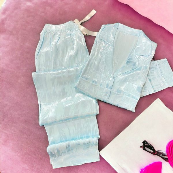 Gömlek Yaka Düğmeli Jakarlı Pijama Takım m53