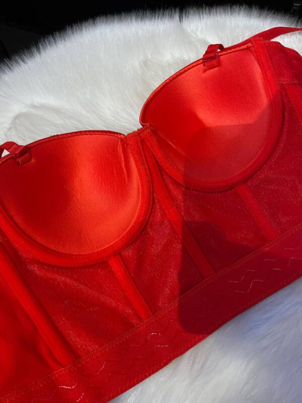 İthal Tasarım Kırmızı Renkli Taşlı Büstiyer