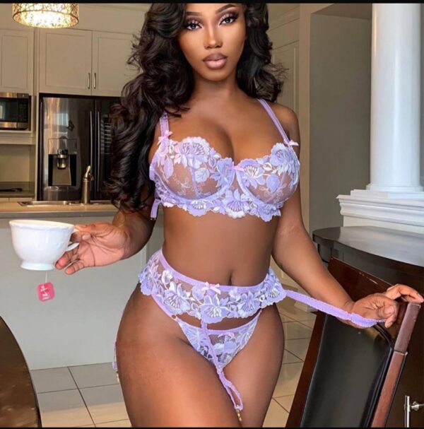 Üçlü Jartiyer Lila Set