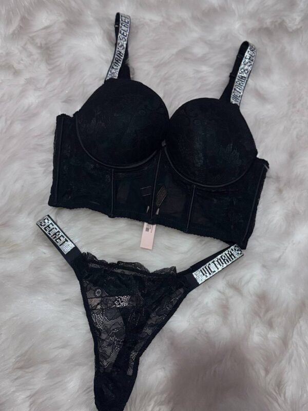 Victoria Secret Dolgulu Siyah Bralet Takım