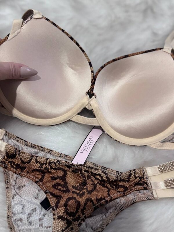 Victoria Secret Dolgulu Tangalı Gold Leopar Desen Takım