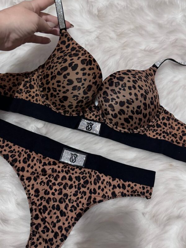 Victoria Secret Dolgulu Tangalı Leopar Desen Takım