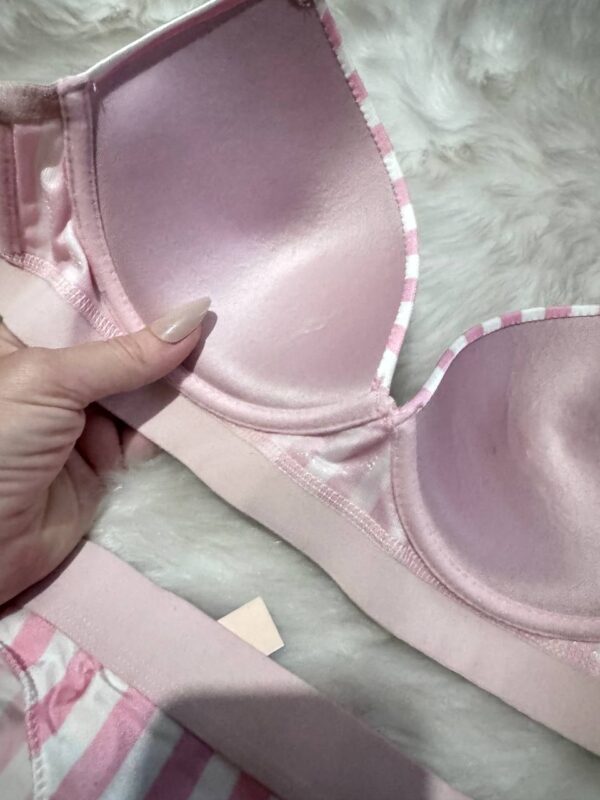 Victoria Secret Dolgulu Tangalı Pembe Çizgili Takım