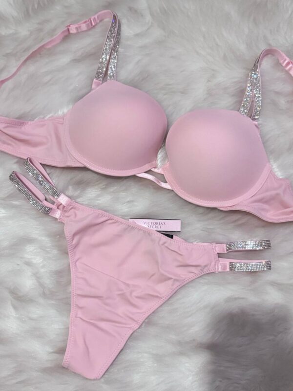 Victoria Secret Dolgulu Tangalı Pembe Takım