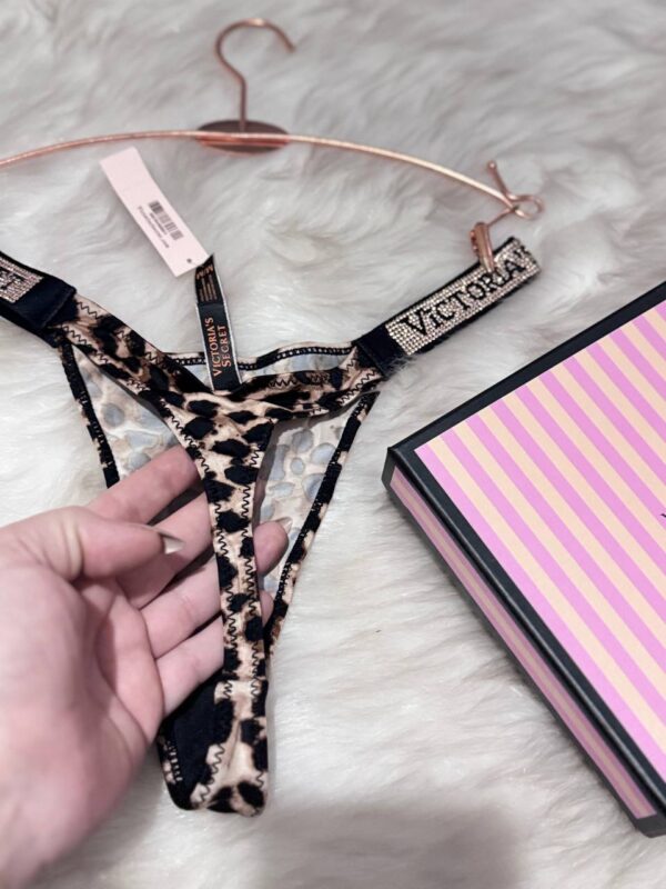 Victoria Secret Logolu Esnek Bel Bantlı Leopar Tanga